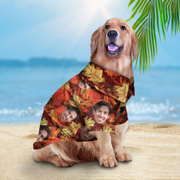 litzzy Custom Hawaiian Autumn Shirt For Pet Leaves Pattern, dog hawaiian shirt Pet Hawaiian Shirt   