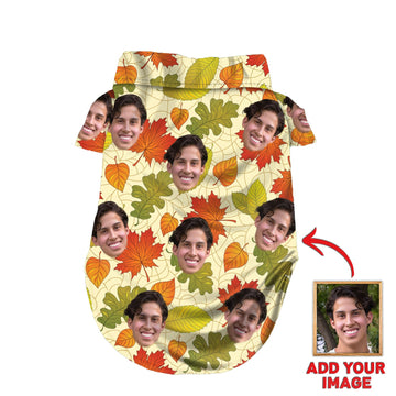 litzzy Custom Hawaiian Autumn Shirt For Pet Leaves Pattern (Cream Color), dog hawaiian shirt Pet Hawaiian Shirt   