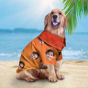 litzzy Custom Hawaiian Shirt For Pet Orange Fall Pattern, dog hawaiian shirt Pet Hawaiian Shirt   