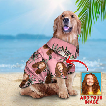 litzzy Custom Hawaiian Shirt For Pet Pink Floral Pattern, dog hawaiian shirt Pet Hawaiian Shirt   