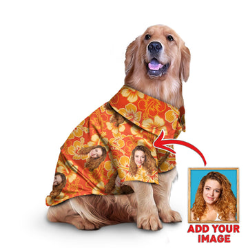 litzzy Custom Hawaiian Shirt For Pet Neon-Orange Pattern, dog hawaiian shirt Pet Hawaiian Shirt   