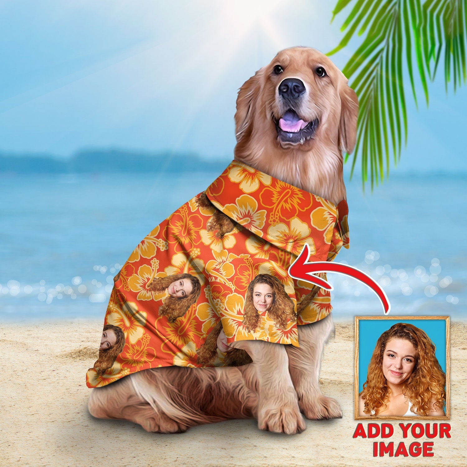 litzzy Custom Hawaiian Shirt For Pet Neon-Orange Pattern, dog hawaiian shirt Pet Hawaiian Shirt   