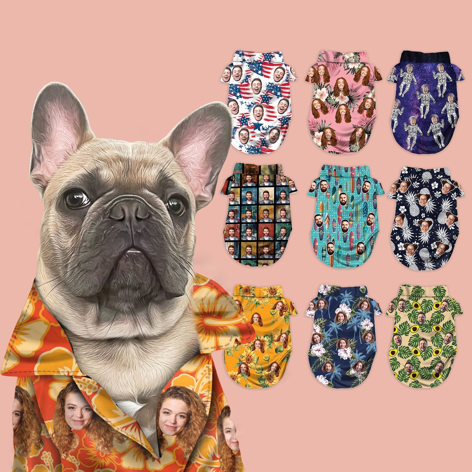 litzzy Custom Hawaiian Shirt For Pet Neon-Orange Pattern, dog hawaiian shirt Pet Hawaiian Shirt   