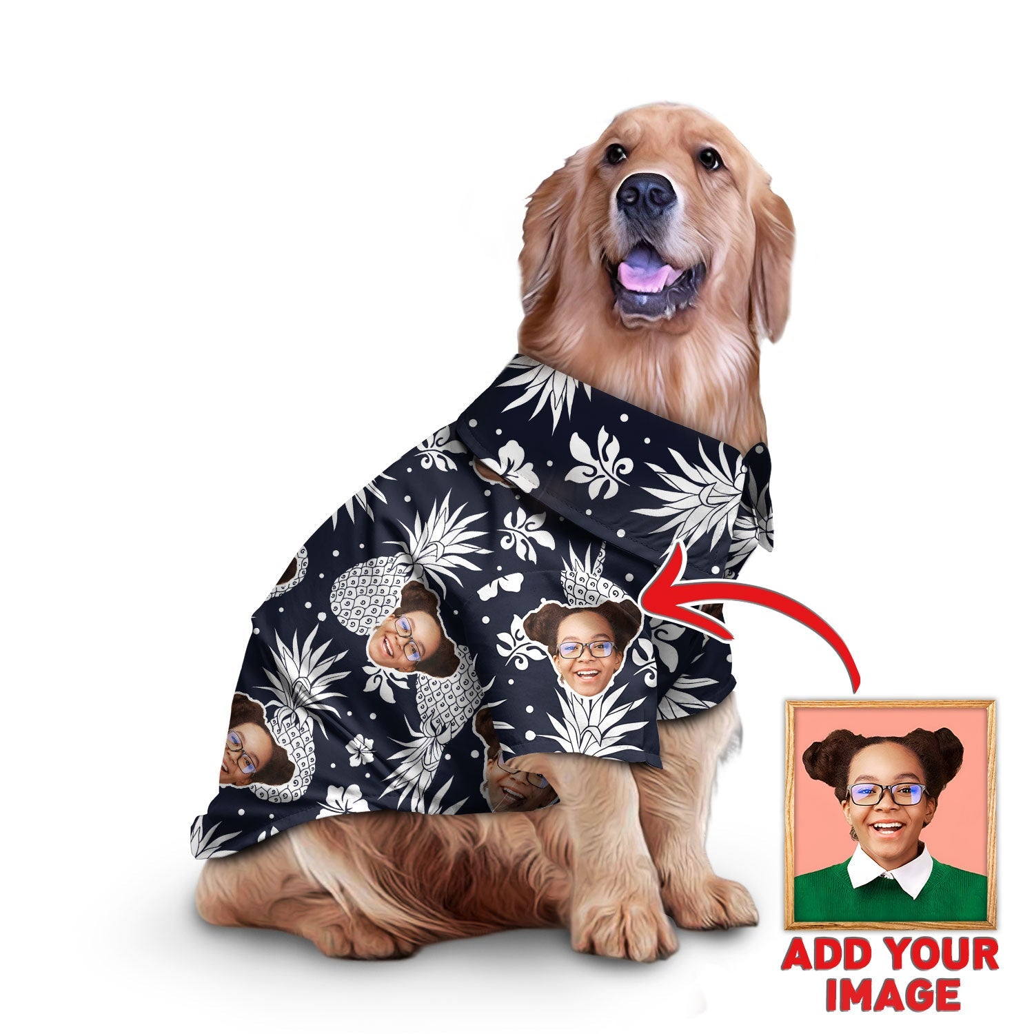 litzzy Custom Hawaiian Shirt For Pet Dark Blue Pattern, dog hawaiian shirt Pet Hawaiian Shirt   