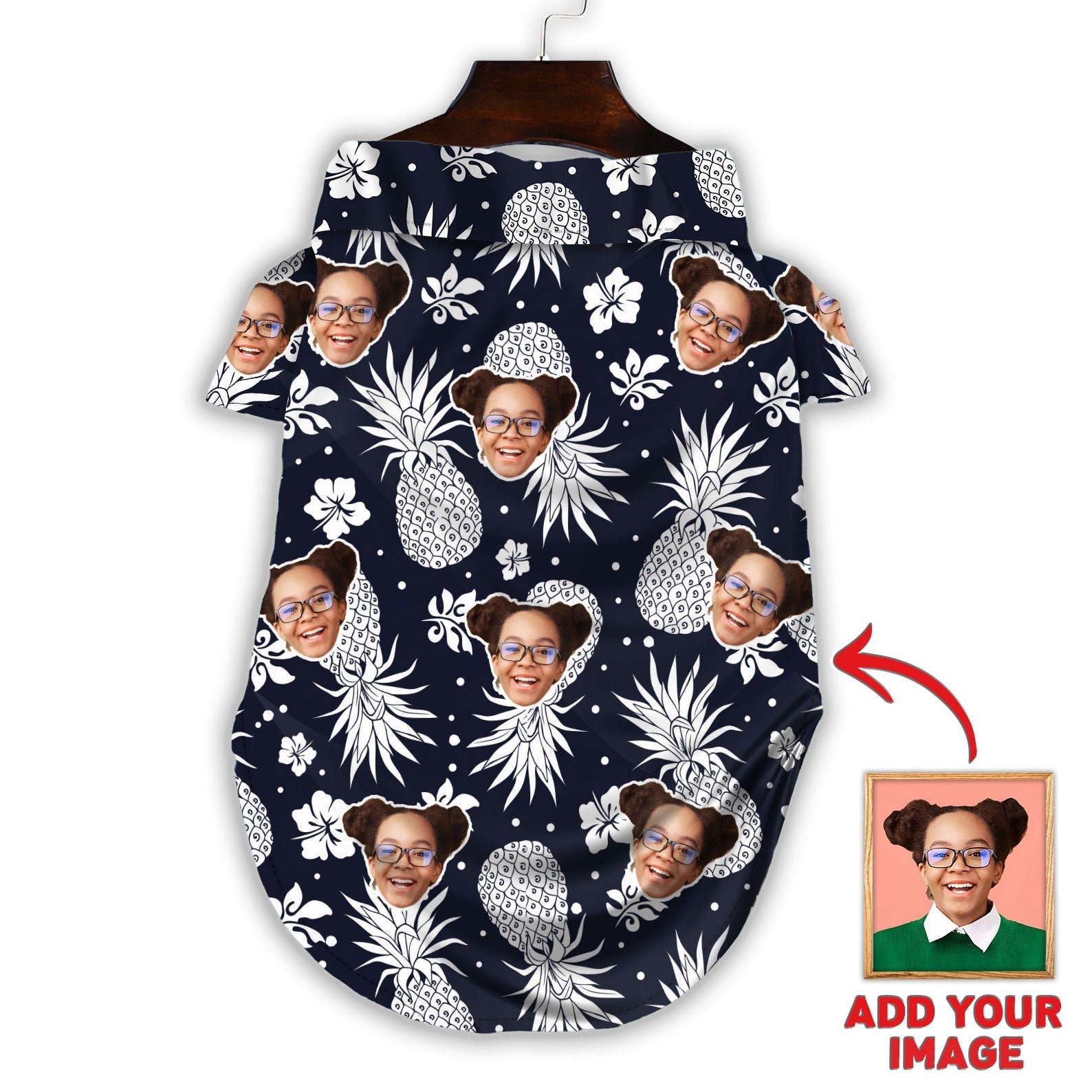 litzzy Custom Hawaiian Shirt For Pet Dark Blue Pattern, dog hawaiian shirt Pet Hawaiian Shirt   