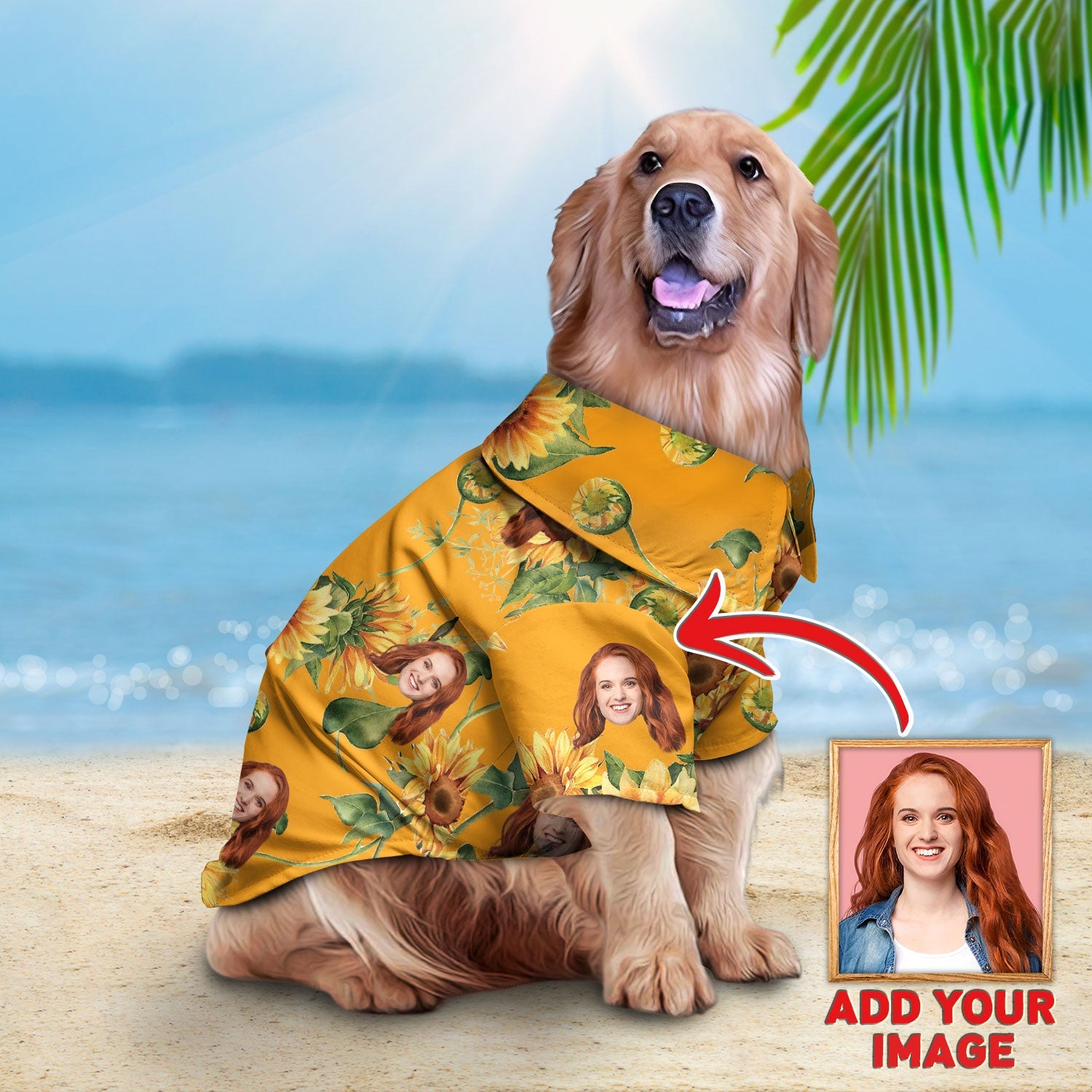 litzzy Custom Hawaiian Shirt For Pet Orange Sunflower Pattern, dog hawaiian shirt Pet Hawaiian Shirt   