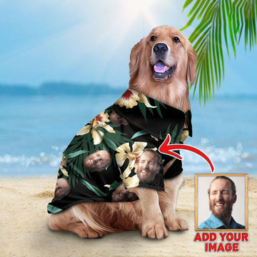 litzzy Custom Hawaiian Shirt For Pet Floral and Dark Green Pattern, dog hawaiian shirt Pet Hawaiian Shirt   