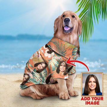 litzzy Custom Hawaiian Shirt For Pet Orange Pattern, dog hawaiian shirt Pet Hawaiian Shirt   
