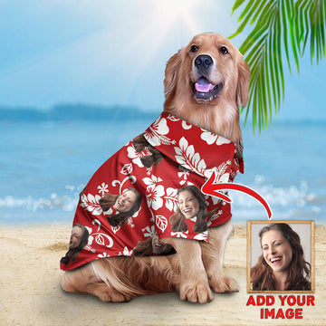 litzzy Custom Hawaiian Shirt For Pet Red Pattern, dog hawaiian shirt Pet Hawaiian Shirt   