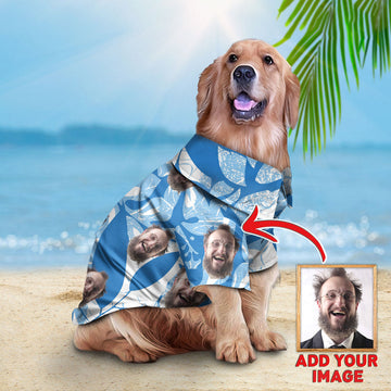 litzzy Custom Hawaiian Shirt For Pet Blue Pattern, dog hawaiian shirt Pet Hawaiian Shirt   