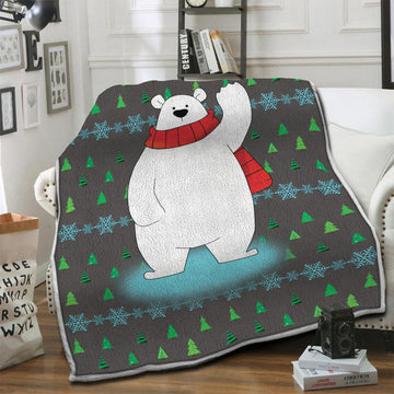 litzzy Polar Bear Fleece Blanket SHQ241011DT Fleece Blanket   