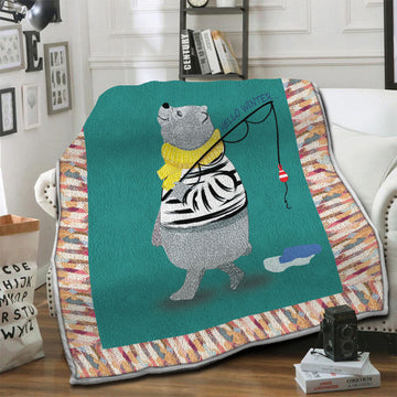 litzzy Polar Bear Fleece Blanket SHQ241013DT Fleece Blanket   