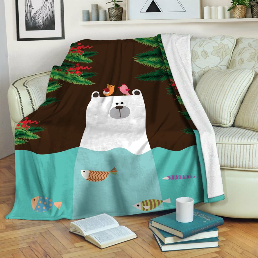 litzzy Polar Bear Fleece Blanket SHQ241010DT Fleece Blanket   
