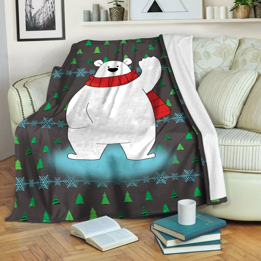 litzzy Polar Bear Fleece Blanket SHQ241011DT Fleece Blanket   