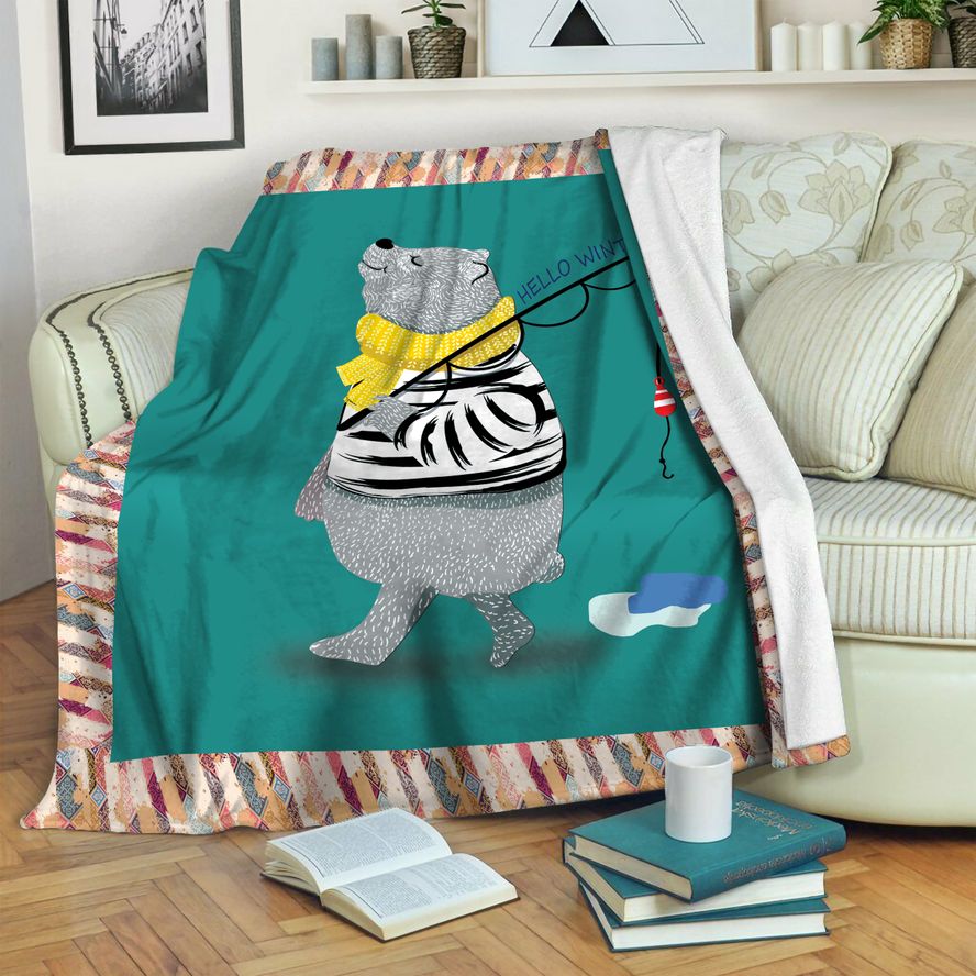 litzzy Polar Bear Fleece Blanket SHQ241013DT Fleece Blanket   