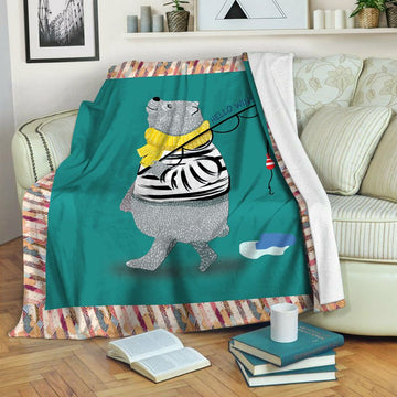 litzzy Polar Bear Fleece Blanket SHQ241013DT Fleece Blanket   