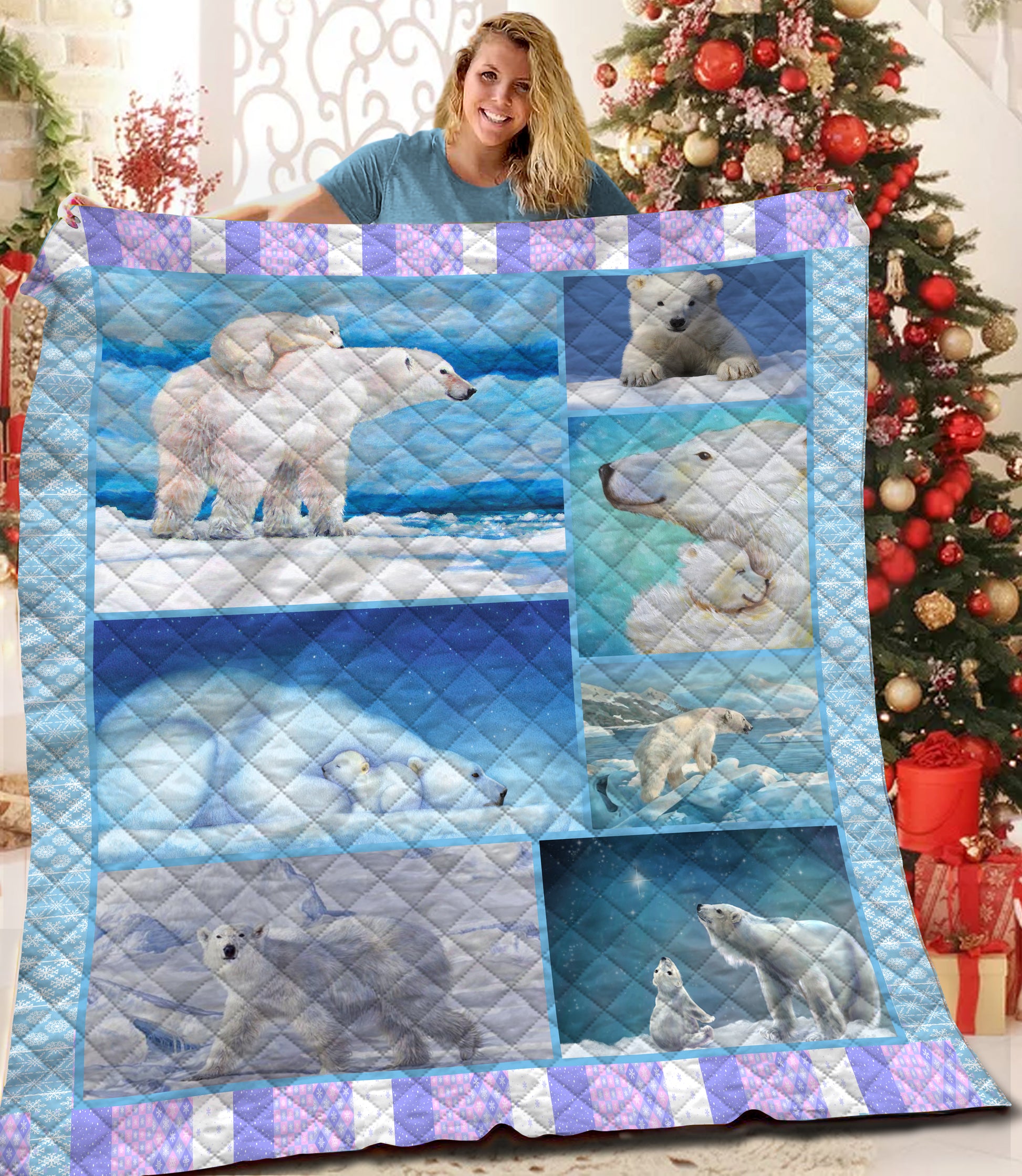 litzzy Polar Bear Fleece Blanket STQ231023NB Quilt Blanket   