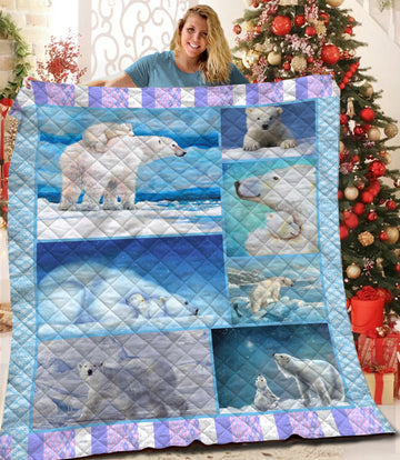 litzzy Polar Bear Fleece Blanket STQ231023NB Quilt Blanket   