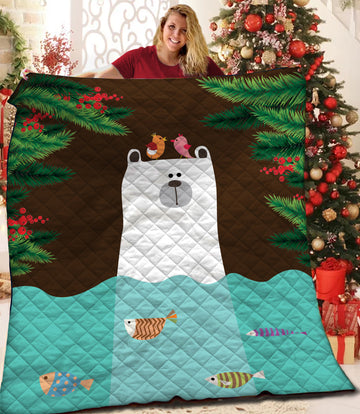 litzzy Polar Bear Fleece Blanket SHQ241016DT Quilt Blanket   