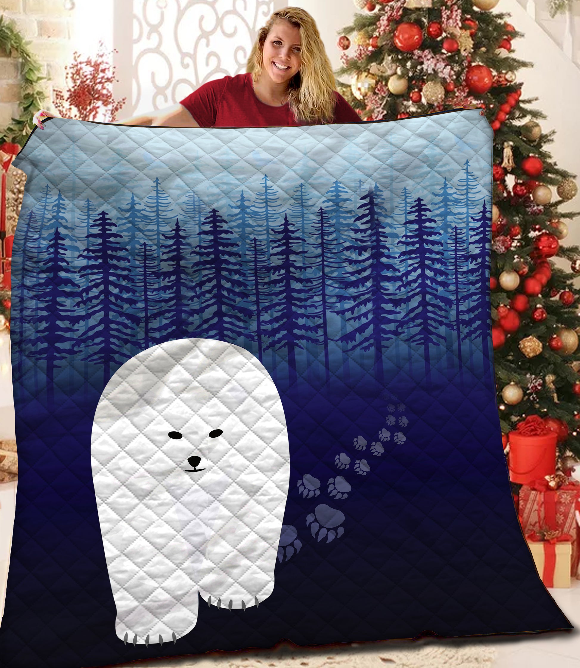 litzzy Polar Bear Fleece Blanket SHQ241018DT Quilt Blanket   
