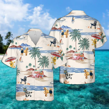 litzzy Poodle Summer Beach Hawaiian Shirt, dog beach Short Sleeve Hawaiian Shirt - Aloha shirt Hawaiian Hawaii Shirt For Summer Hawaii Shirt   