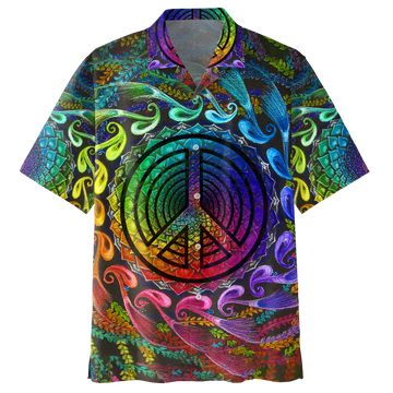 litzzy Psychedelic Shirt- Peace Sign- Hawaiian Shirt - Aloha shirt Hawaiian Hawaii Shirt For Summer Hawaii Shirt Style 1 XS 