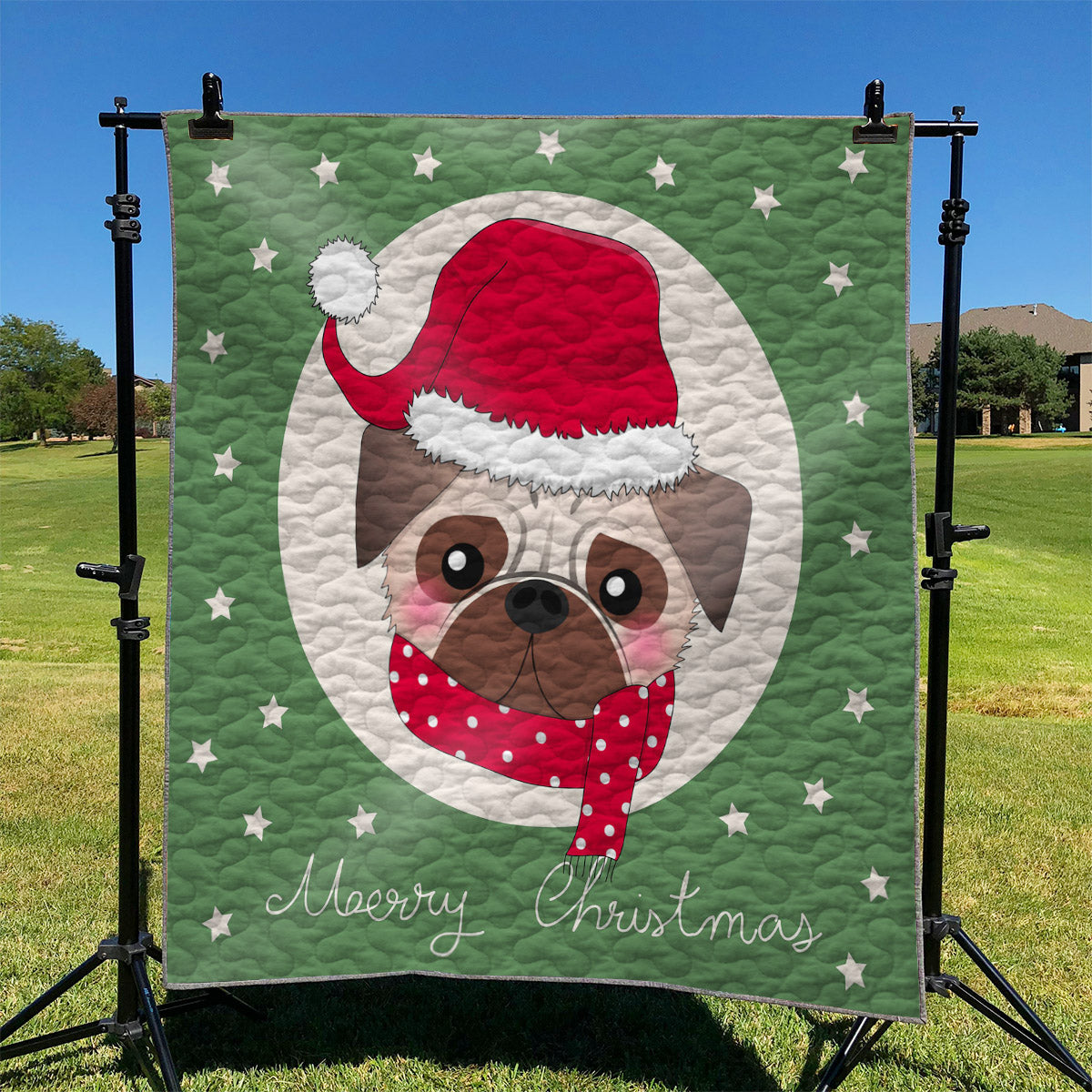 litzzy Pug Santa Claus Merry Christmas NI2910094DT Fleece Blanket Quilt Blanket   