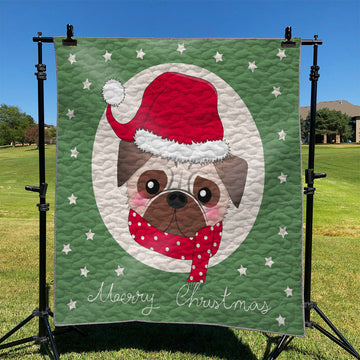 litzzy Pug Santa Claus Merry Christmas NI2910094DT Fleece Blanket Quilt Blanket   