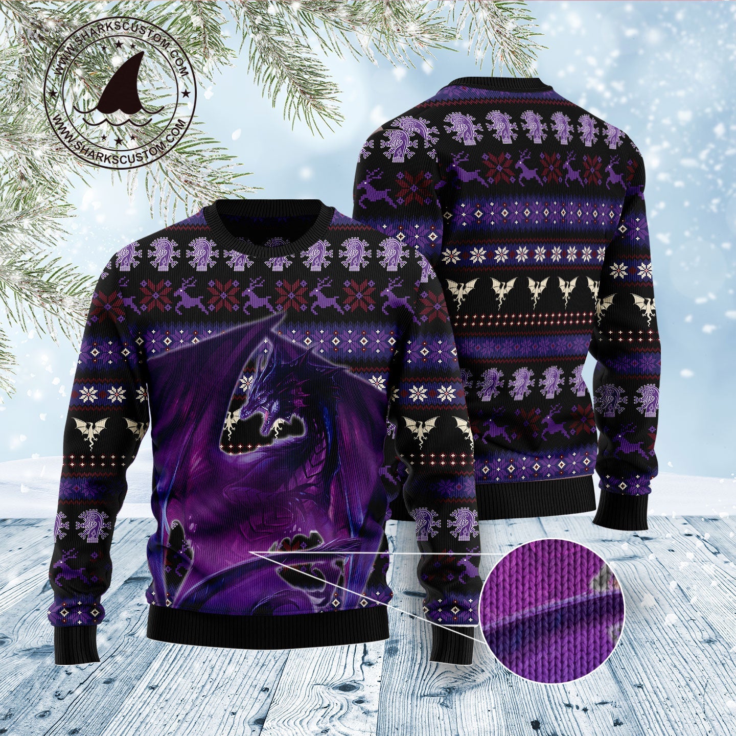 litzzy Purple Dragon D1011 Ugly Christmas Sweater -  Best Gift For Christmas, Noel Malalan - Christmas Signature sweater   