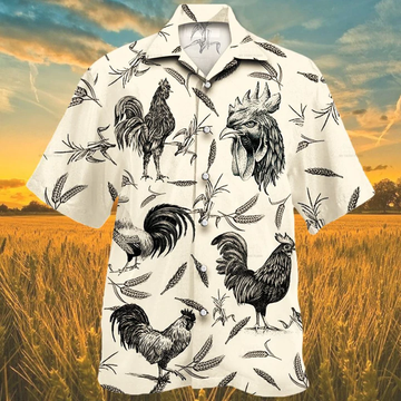 litzzy Rooster Farm Lovers Hawaiian Shirt, Animal Farm Rooster Men Hawaiian Shirts - Aloha shirt Hawaiian Hawaii Shirt For Summer Hawaii Shirt   