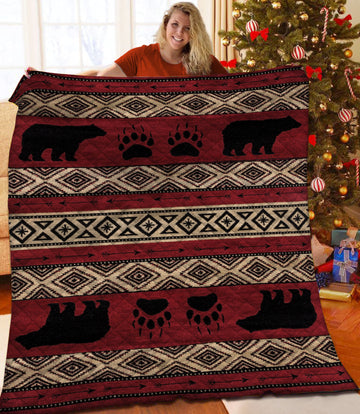 litzzy Red Bear Fleece Blanket HST25105396 Quilt Blanket   