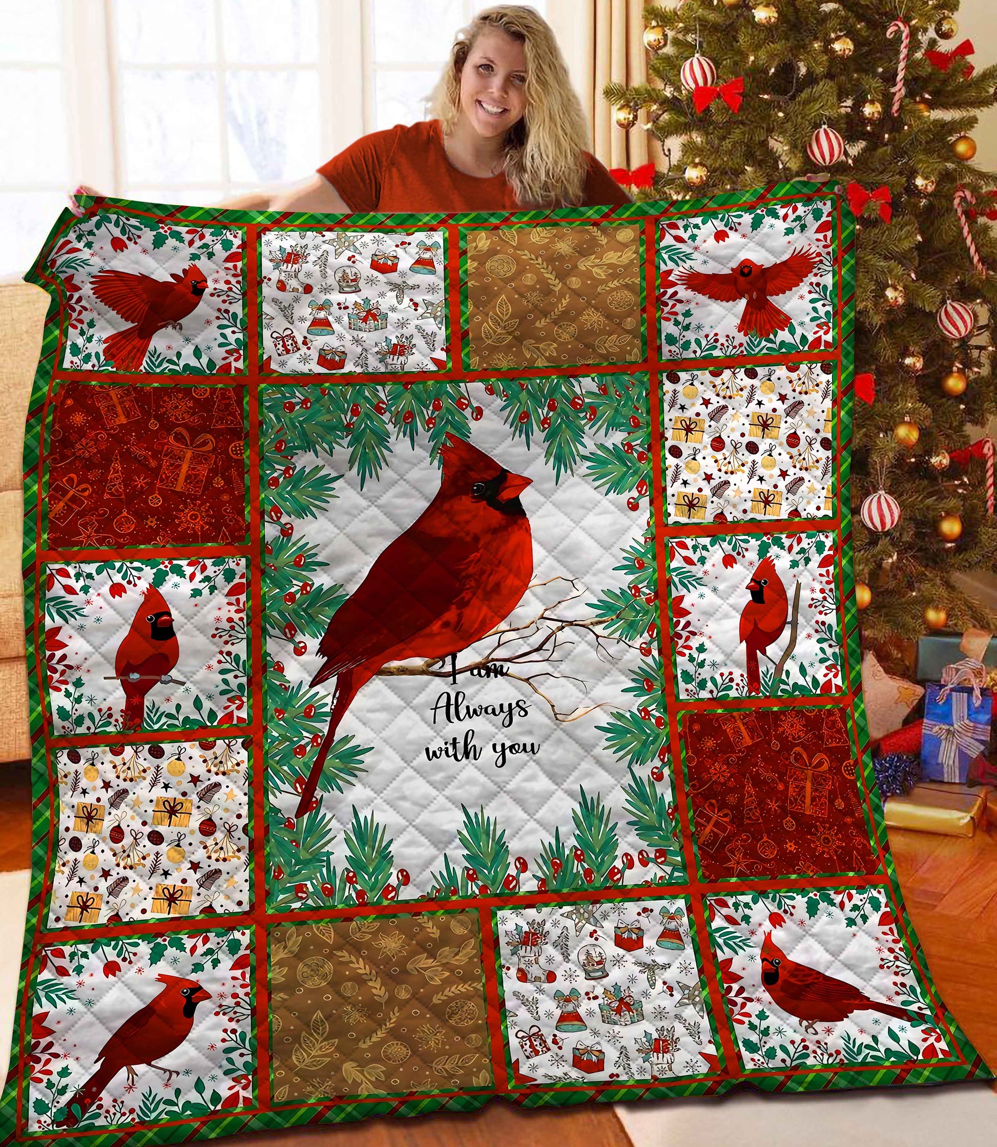 litzzy Red Cardinal Bird Fleece Blanket LML261004TD Quilt Blanket   