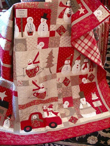 litzzy Red Christmas Car Snowman CLH2111480Q Fleece Blanket Quilt Blanket   