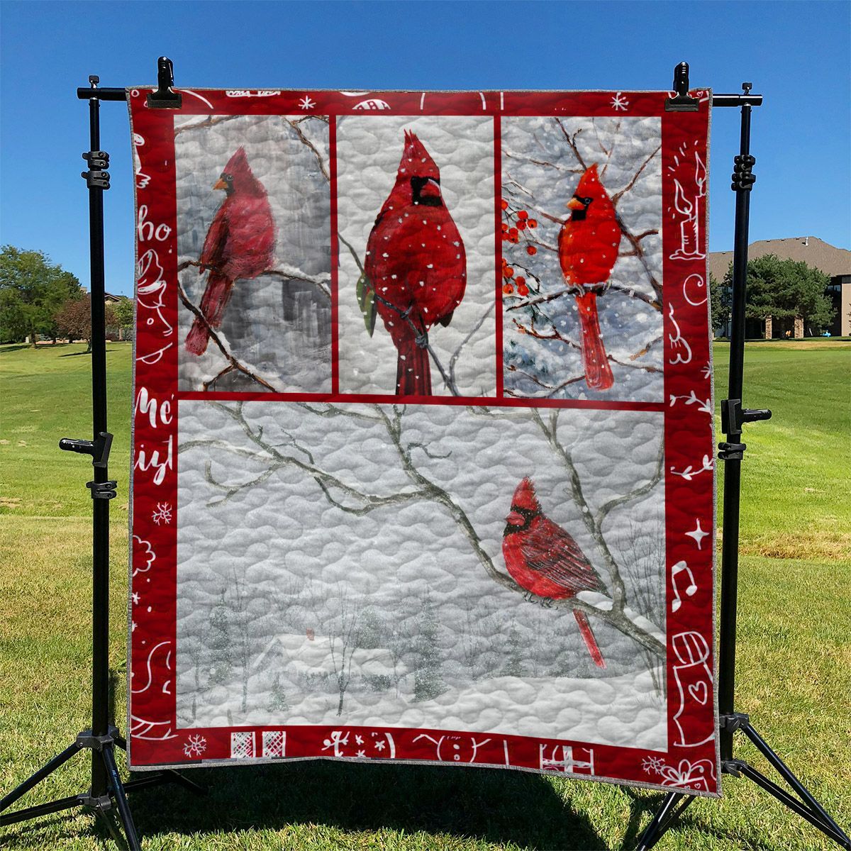 litzzy Red Parrots Are Outstanding Among Snow In Christmas GS-LD1010TT Fleece Blanket Quilt Blanket   