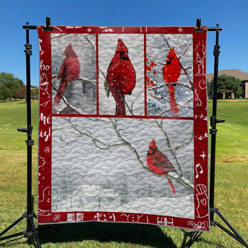 litzzy Red Parrots Are Outstanding Among Snow In Christmas GS-LD1010TT Fleece Blanket Quilt Blanket   