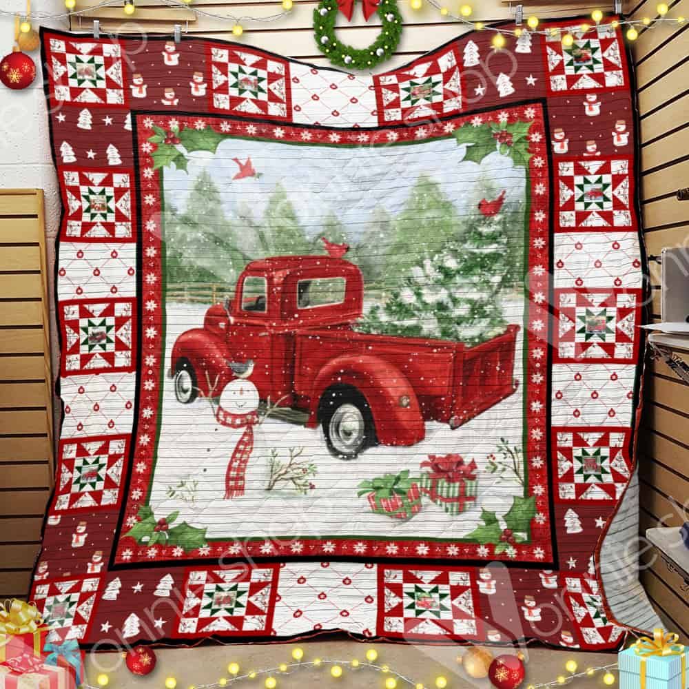 litzzy Red Truck Christmas 3 GS-CL-LD3110 Fleece Blanket Quilt Blanket   