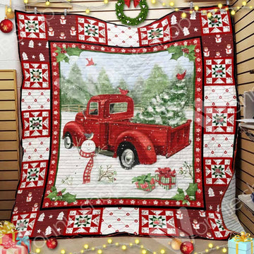 litzzy Red Truck Christmas 3 GS-CL-LD3110 Fleece Blanket Quilt Blanket   