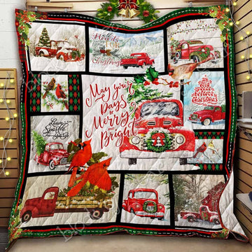 litzzy Red Truck Christmas CL14100434MDQ Fleece Blanket Quilt Blanket   