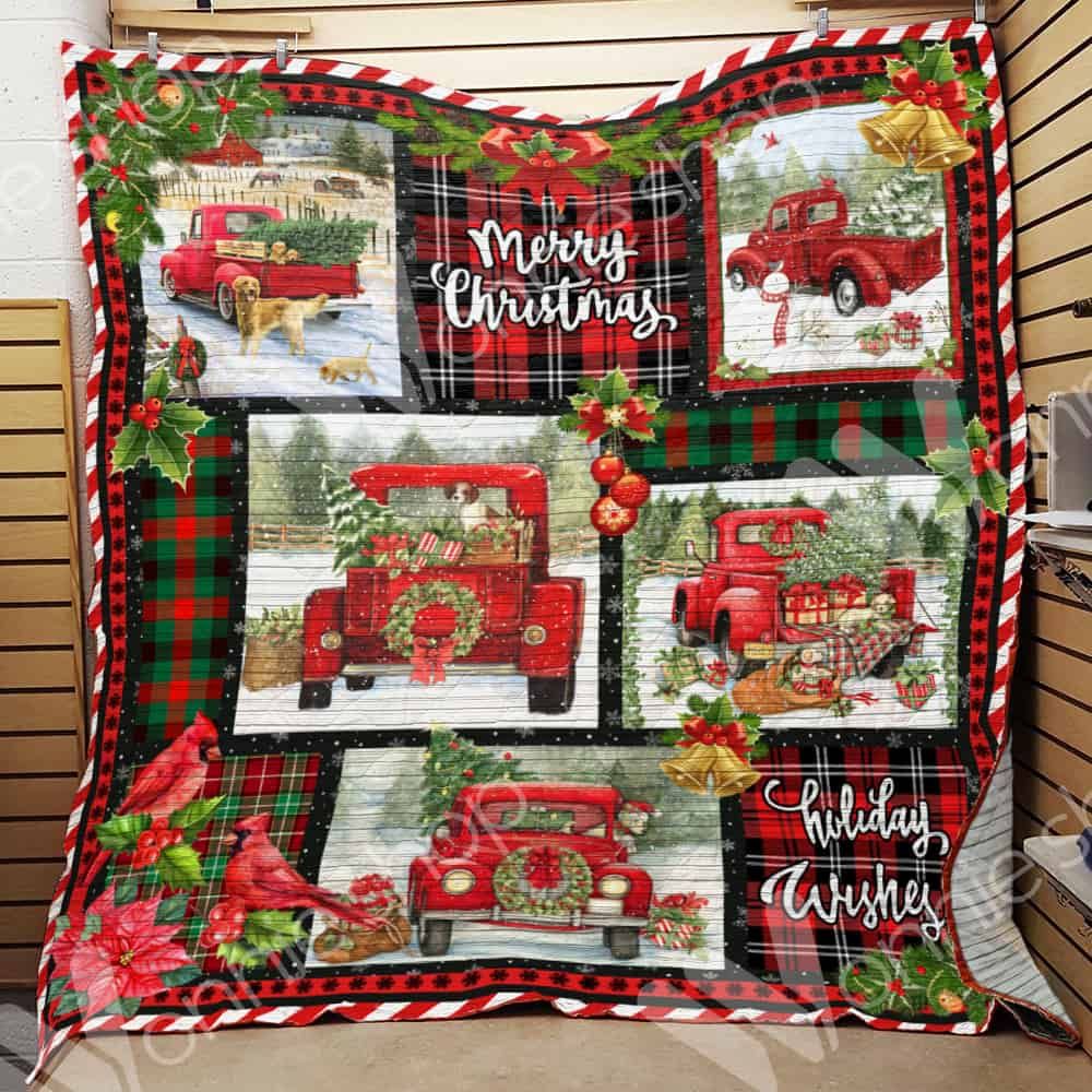 litzzy Red Truck Christmas CL15100309MDQ Fleece Blanket Quilt Blanket   