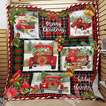 litzzy Red Truck Christmas CL15100309MDQ Fleece Blanket Quilt Blanket   
