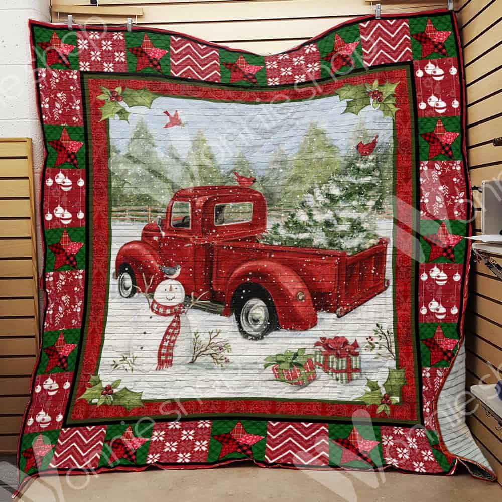 litzzy Red Truck Christmas CL15100314MDQ Fleece Blanket Quilt Blanket   