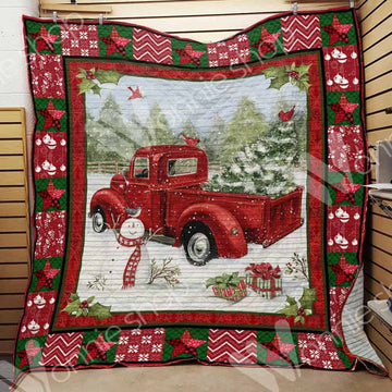 litzzy Red Truck Christmas CL15100314MDQ Fleece Blanket Quilt Blanket   