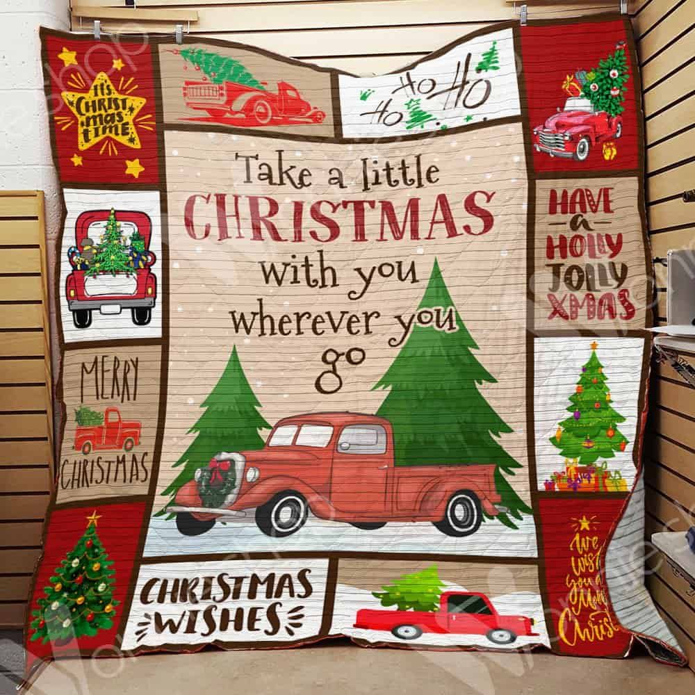 litzzy Red Truck Christmas CL15100315MDQ Fleece Blanket Quilt Blanket   