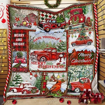 litzzy Red Truck Christmas CL18100611MDQ Fleece Blanket Quilt Blanket   