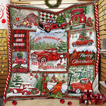 litzzy Red Truck Christmas CL22100452MDQ Fleece Blanket Quilt Blanket   