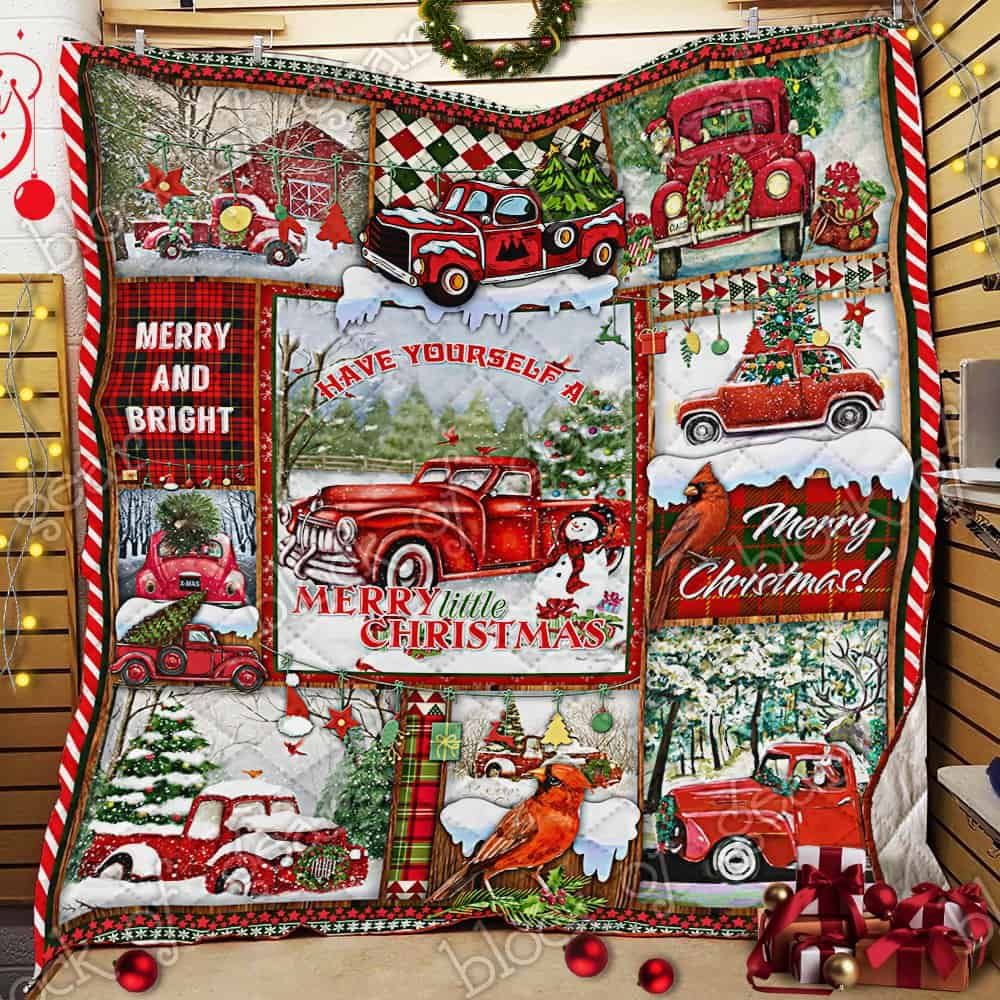 litzzy Red Truck Christmas GS-CL-NT2810 Fleece Balnket Quilt Blanket   