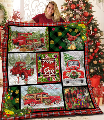 litzzy Red Truck Christmas Fleece Blanket CCC25108285 Quilt Blanket   