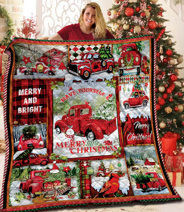 litzzy Red Truck Christmas Fleece Blanket CCC26101110 Quilt Blanket   