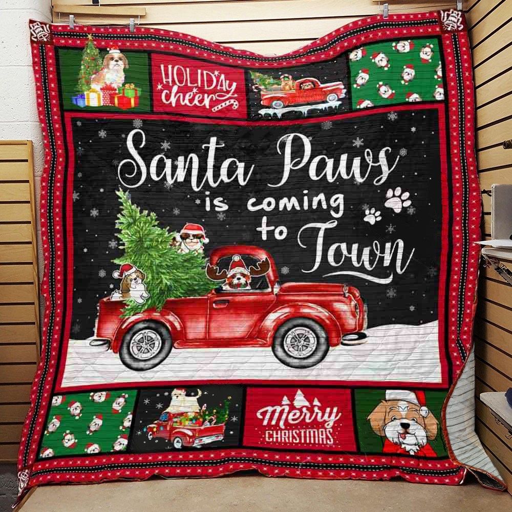 litzzy Red Truck Shih Tzu Dog Christmas CLA0412208Q Fleece Blanket fleece blanket   