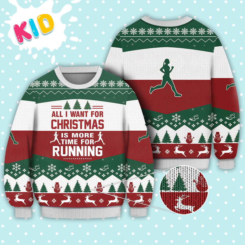 litzzy Running All I Want For Christmas Sweater Christmas Knitted Print Sweatshirt - Best Gift For Christmas, Noel Malalan - Christmas Signature - Ugly Christmas Sweater Sweater Kid XS 
